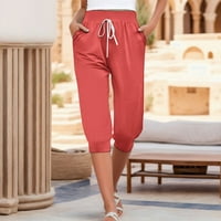 Ženske Ležerne široke udobne hlače široke nogavice s elastičnim strukom, hlače za trčanje s džepovima