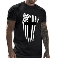 Muške majice za proslavu Dana neovisnosti, ležerna majica s kratkim rukavima s kratkim rukavima s djelomičnim printom, Crna, e-mail