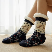 Božićne Ženske pamučne čarape s printom debele podne čarape protiv klizanja tepih čarape