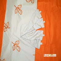 Set zavjesa s trostranim listovima s vezom Darsi od 4 komada, narančasto-smeđa prozirna draperija obložena