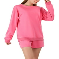 Ženski komplet za trčanje s okruglim vratom, dva kompleta odjeće, udobni kompleti pidžame, mekane trenirke, ružičasta Trenirka u