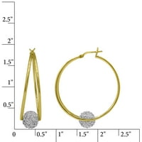 Sjajnost fini nakit Ženski 14K zlatni zlazni srebrni srebrni dvostruki obruč kristalne kuglice okrugle naušnice naušnice
