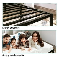 Dextrus King Size Metal Bed Okvir s modernim uzglavljem No BO proljeće potrebno je lako sastavljanje za djecu, LBS opterećenje kapaciteta