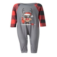 Christmas Family Matching Pajamas Set Santa Claus Elk Tops Plaid Pants