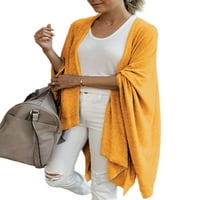 Ženski jednobojni široki kardigan U donjem dijelu jesenske Ležerne jakne široki zimski Pleteni gornji odjevni predmeti u žutoj boji