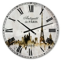 DesignArt 'Pariz s Eiffelovom siluetom' francuski seoski zidni sat