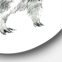 DesignArt 'Crno -bijeli portret rakuna' Farmhouse Circle Metal Wall Art - Disk od 29
