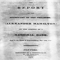 Hamilton: izvještaj, 1790. Izvještaj Tajnika Riznice O Narodnoj Banci, 1790. Plakat, tiskan