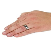 Obalni nakit prsten od nehrđajućeg čelika s kubičnim cirkonijem u dijagonalnim prugama