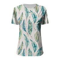 Ženske majice kratkih rukava, bluza na kopčanje s izrezom u obliku slova U, košulje s leptir mašnom, pamučna lanena tunika, ljetne