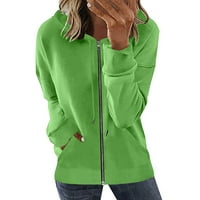 Ženske jakne od flisa s patentnim zatvaračima, kapuljače, kaputi bez kapuljače s džepovima, zeleni, hands-free,hands-free,hands-free,