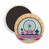 Zabavni park, crni Ferris kotač, okrugli magnet za hladnjak, ukras za uspomenu