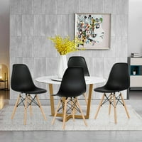 Set modernih stolica za ručavanje za kućni ured bez ruku s drvenim nogama u crnoj boji