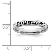 Sterling srebrni prsten za kćer s mogućnošću nadogradnje i poliranom caklinom Veličina: 10; za odrasle i tinejdžere; za žene i muškarce