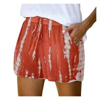 Ženske mekane i udobne kratke hlače za aktivnosti na otvorenom s džepovima i vezicama u crvenoj boji;