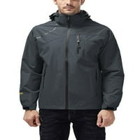 Muški kaput A. M. gornja odjeća s odvojivom kapuljačom kišna jakna s patentnim zatvaračem Casual jakne fitness kaput u tamno sivoj
