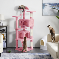 EasyFashion 62.5 '' H višerazinski stablo mačka W condos & krznene kuglice i ogrebotine, ružičaste