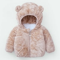 Zimski kaput otporan na vjetar s kapuljačom i džepovima s medvjeđim ušima za djevojčice, dječja topla gornja odjeća, veličina 90