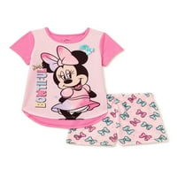 Minnie Mouse print pidžama Set kratkih rukava s okruglim vratom