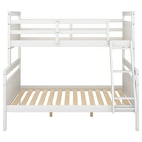 Aukfa blizanac preko punih kreveta na kat, okvir drvenog kreveta za djecu i malu djecu, bijela