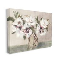 Tradicionalni buket bijelog cvijeća botanička i Cvjetna galerija slika na omotanom platnu s tiskanom zidnom umjetnošću