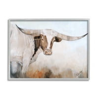 Stupell Farmhouse goveda dugačke slike životinje i insekti slikati siva uokvirena umjetnička print zidna umjetnost