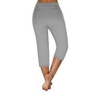 Ležerne ljetne ženske Capri hlače širokog kroja srednjeg struka jednobojne udobne sportske hlače