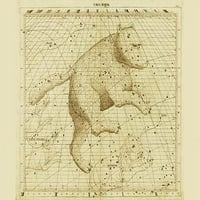 Nebeska Karta mitološkog neba sa zodijačkim simbolima, ispis plakata Sir Johna Flamsteeda