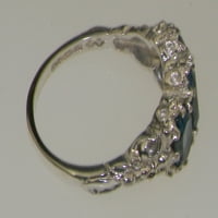 Ženski prsten od sterling srebra s pravim plavim topazom-Veličina 12