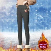 Ženske jesenske zimske tople hlače plišane gamaše tople Ležerne božićne hlače s printom uske sportske hlače za žene