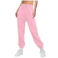 Ženske hlače, Ženske modne sportske jednobojne casual sportske hlače s džepom na čipku ružičaste hlače u donjem dijelu
