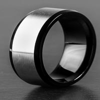 Obalni nakit Crni obloženi četkani rub titanij prsten