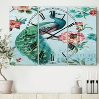 DesignArt 'ručno oslikana pauna' tradicionalni zidni sat