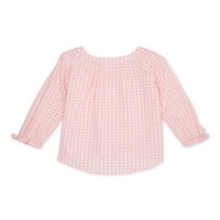 Wonder Nation Girls Square Neck Bluza, veličine 4- & Plus