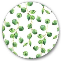 DesignArt 'tropsko zeleno lišće Patern na bijelom' tropskom krugu metal zidna umjetnost - disk od 29