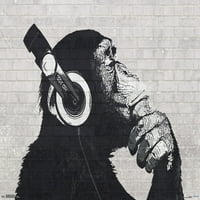 Šimpanza koja nosi slušalice na zidnom plakatu, 22.375 34