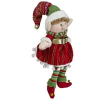 14 crveno-zelena Plišana božićna figurica vilenjaka sa zvonom