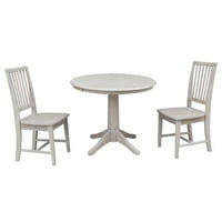 36 Okrugli stol za blagovaonicu s 12 stolicama lišća i misija, oprane sive taupe, set