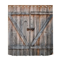 Retro vodootporna zavjesa za tuširanje s uzorkom drvenih vrata Digitalni tisak poliesterska prilagođena zavjesa za pregradu s kukama