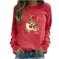 Ružni Božićni džemper ženska jesenska moda Ženska Moda Okrugli vrat Božićni vrhovi dugih rukava bluza pulover dukserica božićne majice