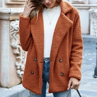 Ženski zimski kaput Plus Size Ženska topla jakna zimski jednobojni kaput s ovratnikom, gornja odjeća od ovčje vune, zlato, $ 5747