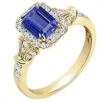 Dijamantni prsten od žutog zlata s plavim smaragdom i safirom u veličini 6,5