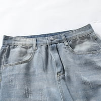 Muške hlače, jednobojne, ravne, srednjeg struka, modne, kopče, patentni zatvarač, srednjeg struka, traper duge hlače za slobodno