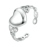 Prsten za otvaranje od srebra u Srebrnoj Platini od srebra jednostavan prsten u obliku srca sa zarezom prsten od nehrđajućeg čelika