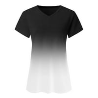 Ženska modna ležerna majica s gradijentnim izrezom u obliku slova U i kratkim rukavima s printom, labavi vrhovi, u obliku slova U,