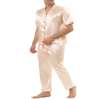 Jedinstvene ponude muške gumb dolje satenski pidžama postavlja noćnu odjeću kratkih rukava
