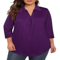 Ženska tunika s izrezom i rukavima u obliku slova u, vrhovi, radna poslovna bluza, Ležerne uredske Ženske košulje