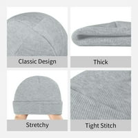 Šareni jednostavni spiralni pleteni šešir zimski šešir mekani topli klasični šeširi za muškarce i žene Sivi