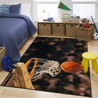 Tepih za dječju sportsku sobu, košarkaški obruč u bež boji