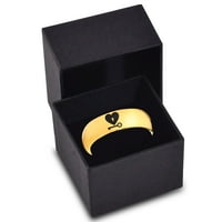 Prsten od volframovog srca s privjeskom za ključeve za muškarce i žene udobno pristajanje 18K žuto zlato s poliranom kupolom